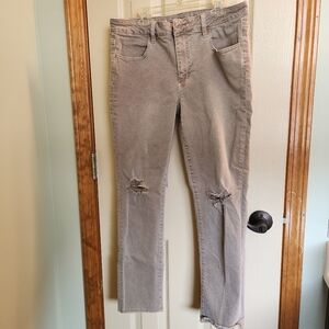 American Eagle Outfitters Sz 12 Sand Color distressed Jeans Skinny Ankle Stretch